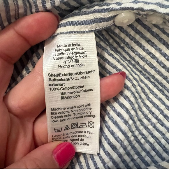 {J.Crew} Men’s Seersucker Short Sleeve Button Down Top - Picture 6 of 7